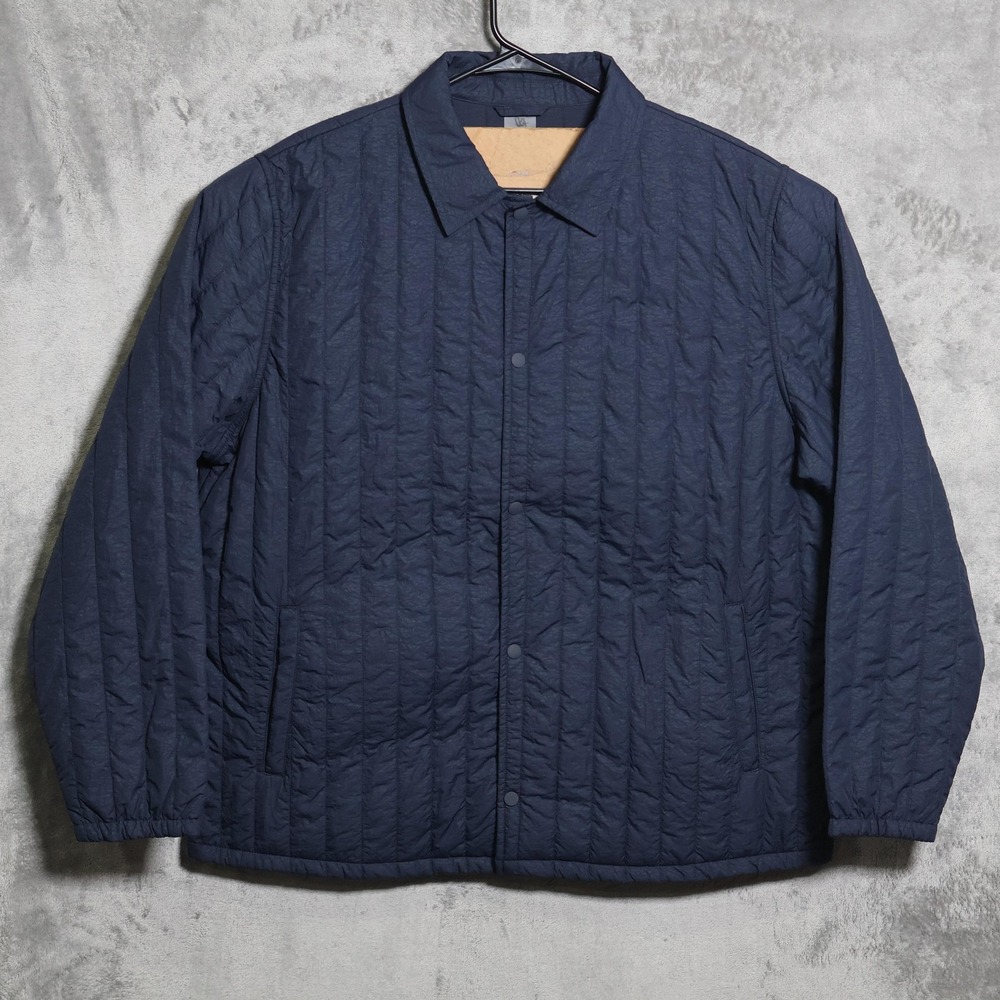 VRST Linear Shirt Jacket Men 2XL Navy Blue Puffer Quilted Insulated Snap Buttons
